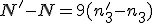 N' - N = 9(n^'_3 - n_3)